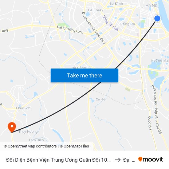 Đối Diện Bệnh Viện Trung Ương Quân Đội 108 - Trần Hưng Đạo to Đại Yên map