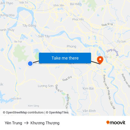 Yên Trung to Khương Thượng map