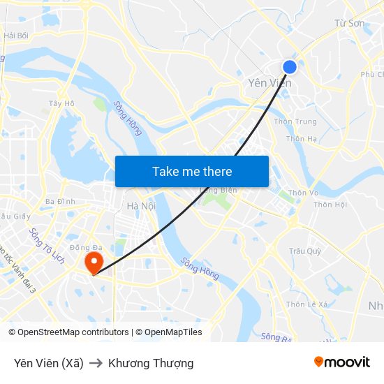 Yên Viên (Xã) to Khương Thượng map