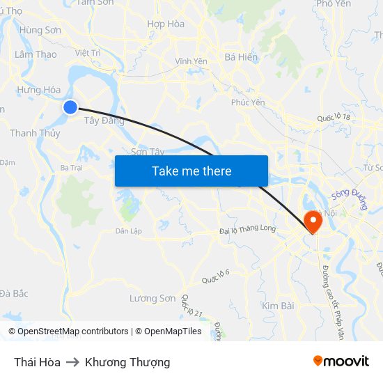 Thái Hòa to Khương Thượng map