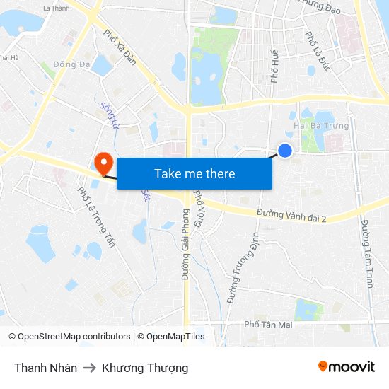 Thanh Nhàn to Khương Thượng map