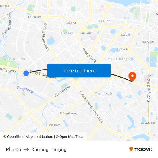 Phú Đô to Khương Thượng map