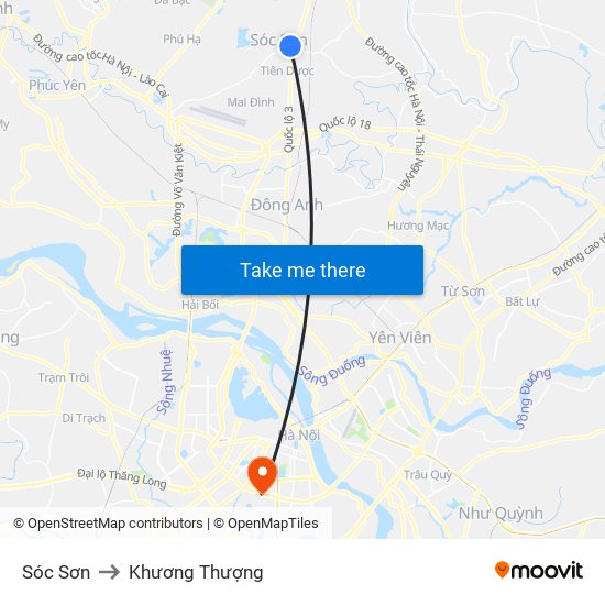 Sóc Sơn to Khương Thượng map