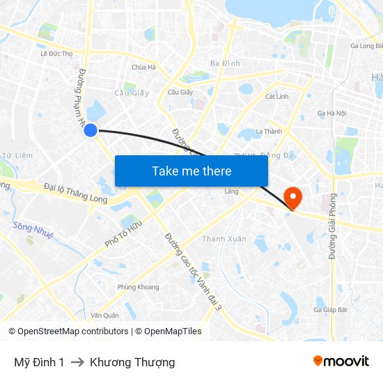 Mỹ Đình 1 to Khương Thượng map