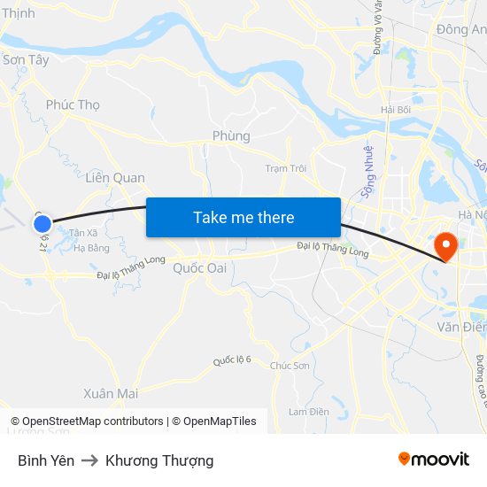 Bình Yên to Khương Thượng map