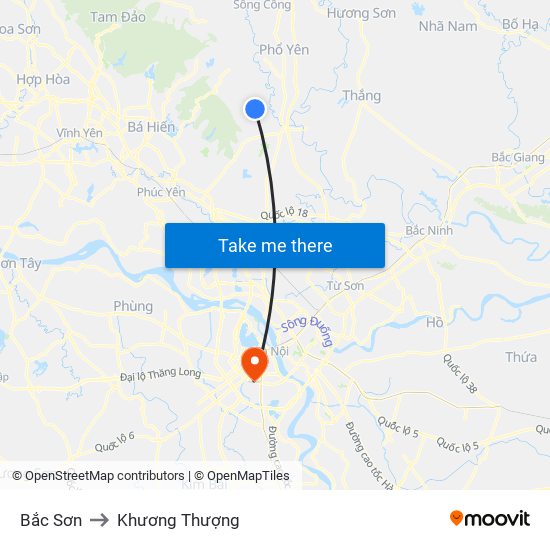 Bắc Sơn to Khương Thượng map