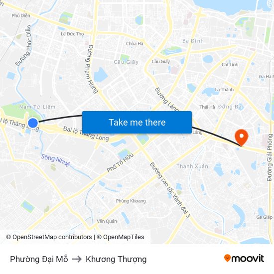 Phường Đại Mỗ to Khương Thượng map