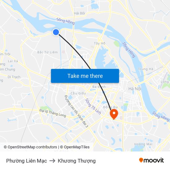 Phường Liên Mạc to Khương Thượng map