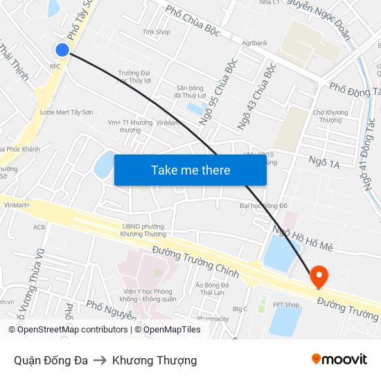 Quận Đống Đa to Khương Thượng map