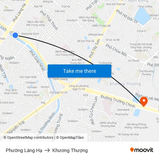 Phường Láng Hạ to Khương Thượng map