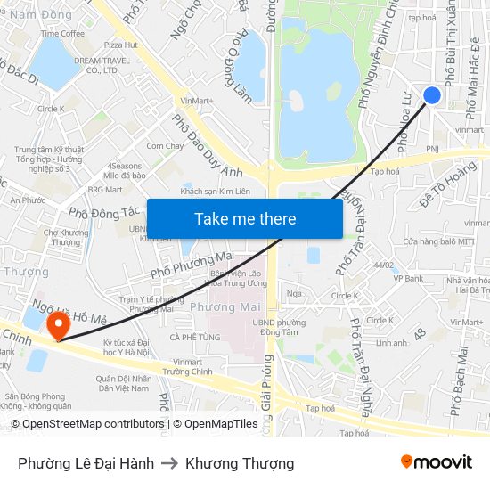 Phường Lê Đại Hành to Khương Thượng map