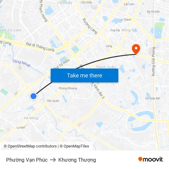 Phường Vạn Phúc to Khương Thượng map