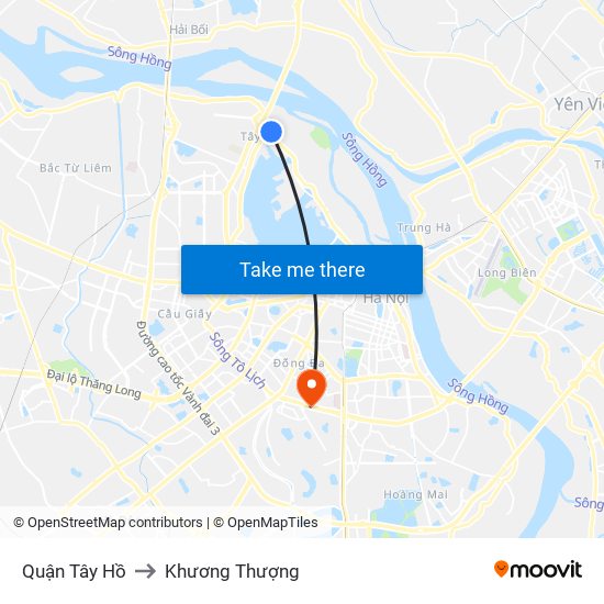 Quận Tây Hồ to Khương Thượng map