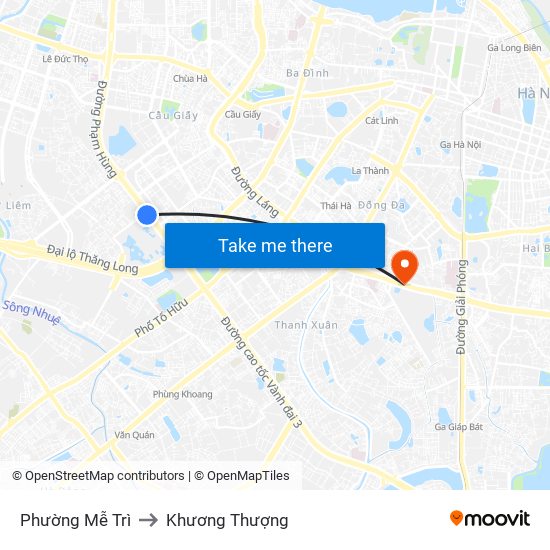 Phường Mễ Trì to Khương Thượng map