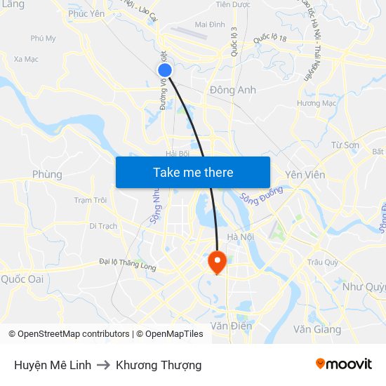 Huyện Mê Linh to Khương Thượng map