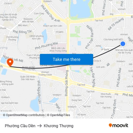 Phường Cầu Dền to Khương Thượng map