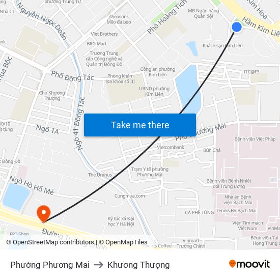 Phường Phương Mai to Khương Thượng map