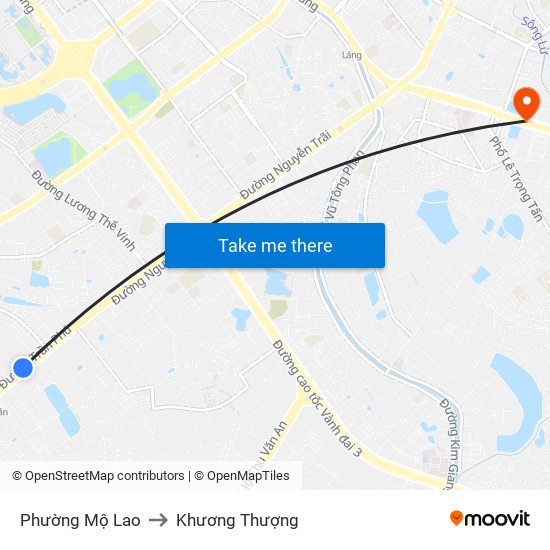 Phường Mộ Lao to Khương Thượng map