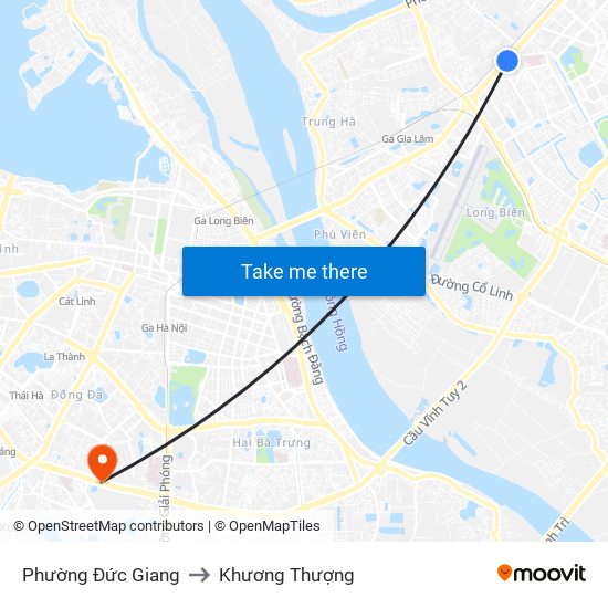 Phường Đức Giang to Khương Thượng map