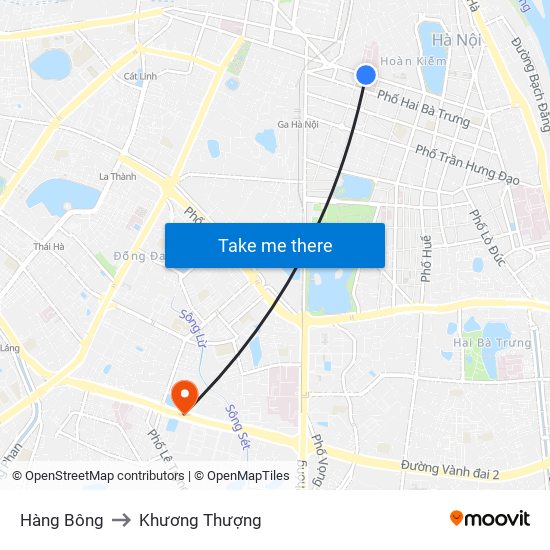 Hàng Bông to Khương Thượng map