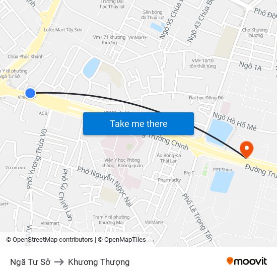 Ngã Tư Sở to Khương Thượng map