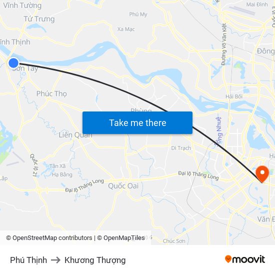 Phú Thịnh to Khương Thượng map