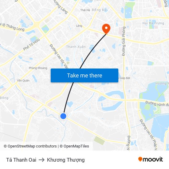 Tả Thanh Oai to Khương Thượng map