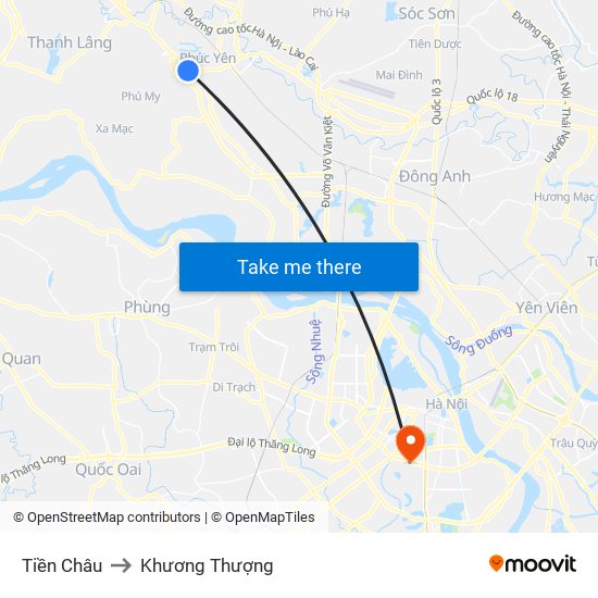 Tiền Châu to Khương Thượng map