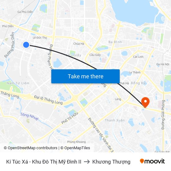 Kí Túc Xá - Khu Đô Thị Mỹ Đình II to Khương Thượng map