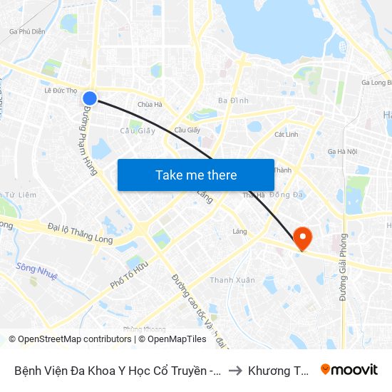 Bệnh Viện Đa Khoa Y Học Cổ Truyền - 6 Phạm Hùng to Khương Thượng map