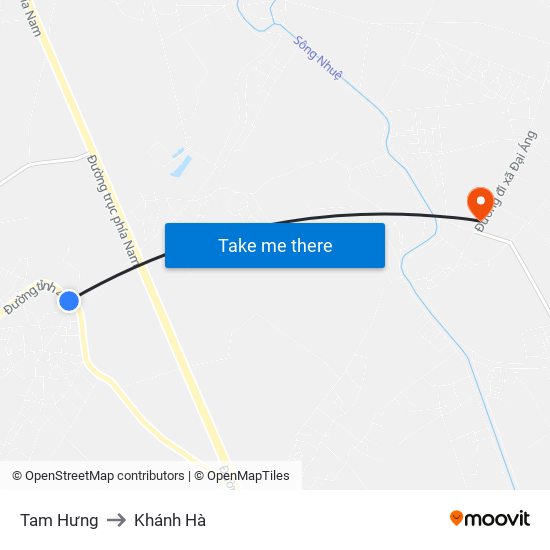 Tam Hưng to Khánh Hà map