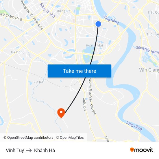 Vĩnh Tuy to Khánh Hà map