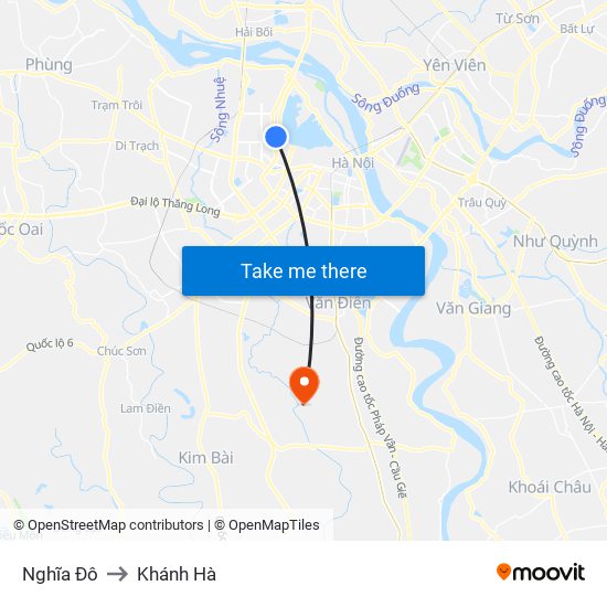 Nghĩa Đô to Khánh Hà map