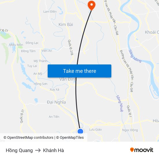 Hồng Quang to Khánh Hà map