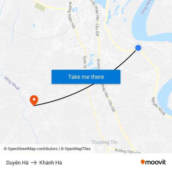 Duyên Hà to Khánh Hà map