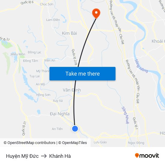 Huyện Mỹ Đức to Khánh Hà map