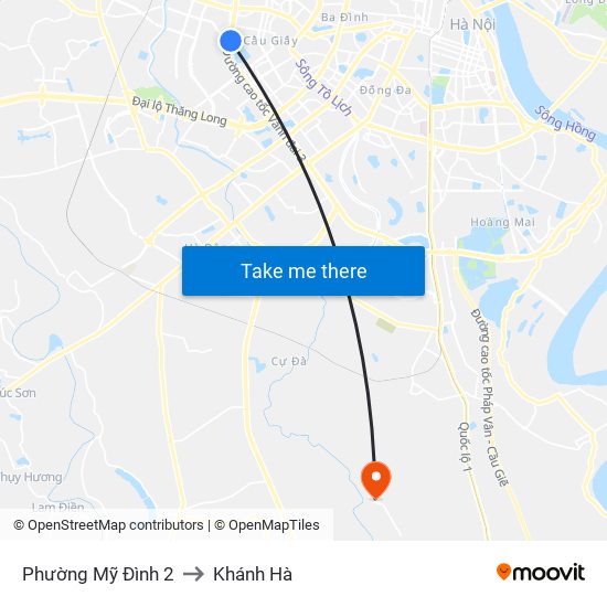 Phường Mỹ Đình 2 to Khánh Hà map