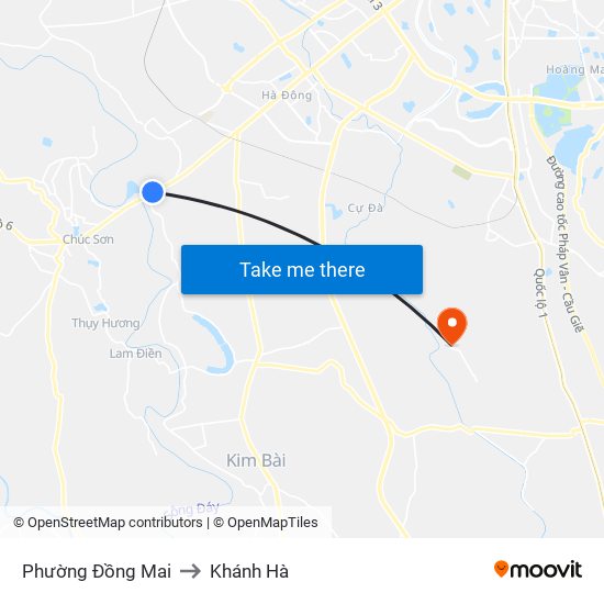 Phường Đồng Mai to Khánh Hà map