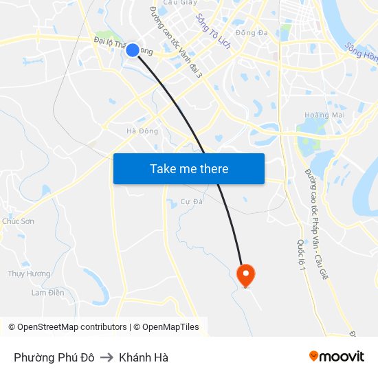 Phường Phú Đô to Khánh Hà map