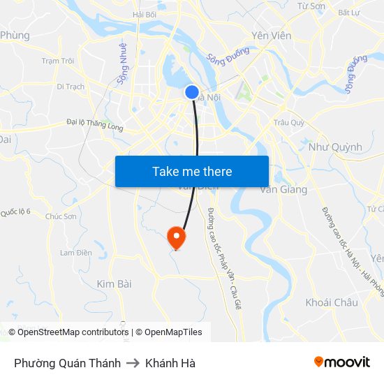 Phường Quán Thánh to Khánh Hà map