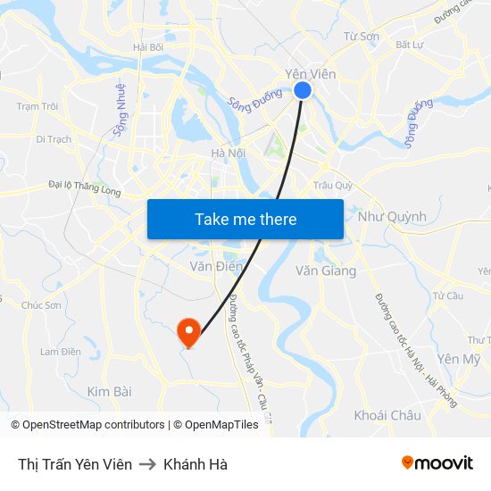 Thị Trấn Yên Viên to Khánh Hà map