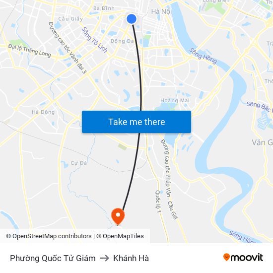 Phường Quốc Tử Giám to Khánh Hà map