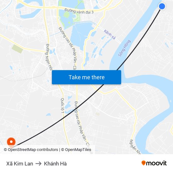 Xã Kim Lan to Khánh Hà map
