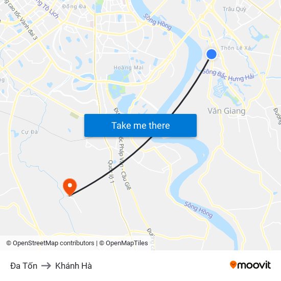 Đa Tốn to Khánh Hà map