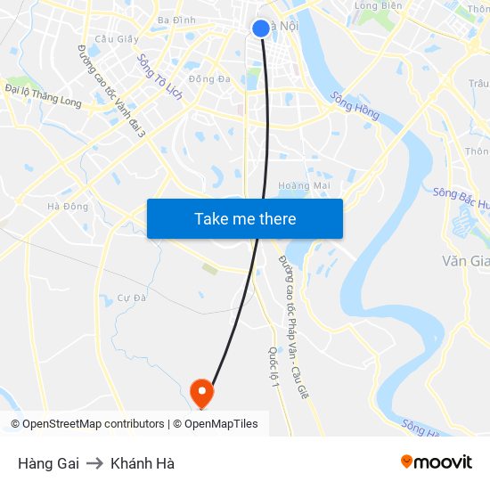 Hàng Gai to Khánh Hà map