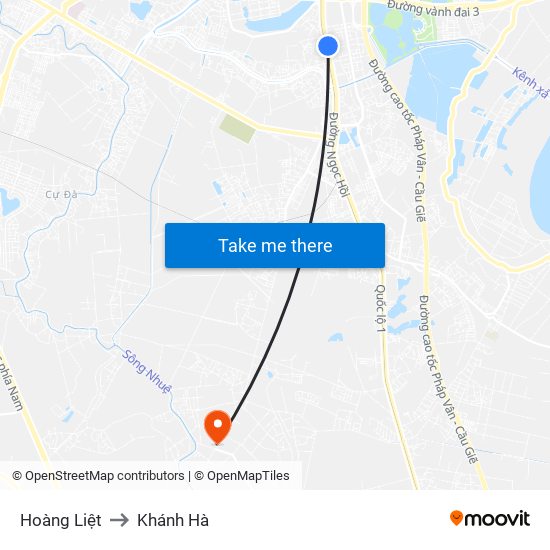 Hoàng Liệt to Khánh Hà map