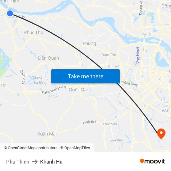 Phú Thịnh to Khánh Hà map