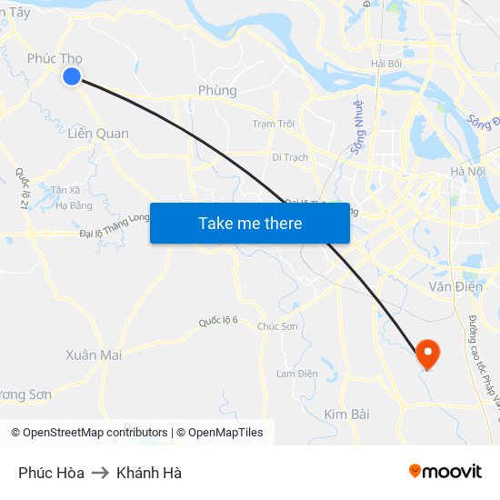 Phúc Hòa to Khánh Hà map