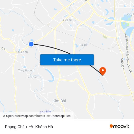 Phụng Châu to Khánh Hà map