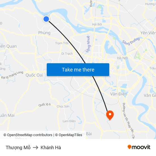 Thượng Mỗ to Khánh Hà map